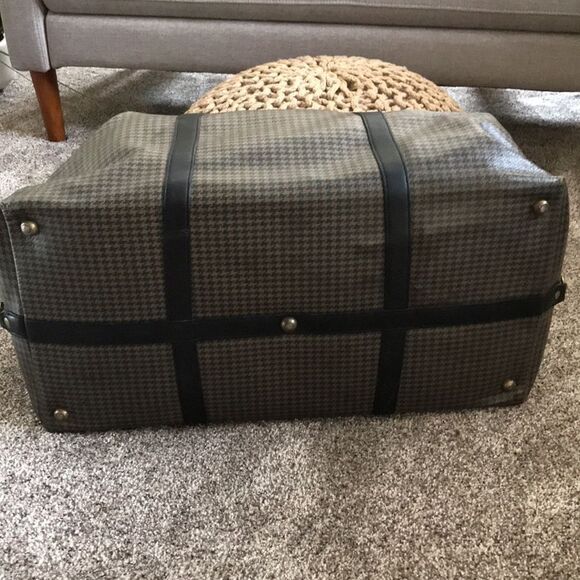 RAREST GHURKA MARLEY HODGSON STONE GREY DERBY PLAID DUFFLE TRAVEL BAG - Picture 9 of 11
